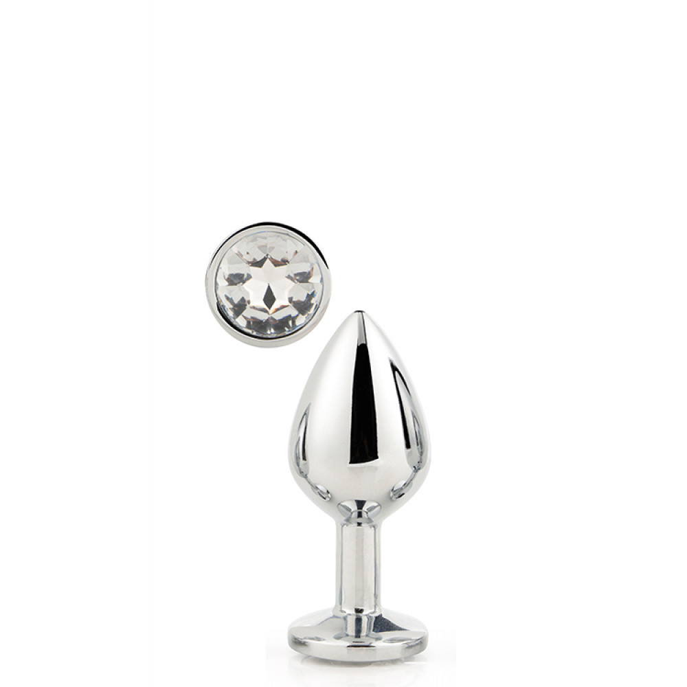 Анальная пробка со стразом - DT21785 Анальная пробка с камнем GLEAMING LOVE SILVER PLUG SMALL