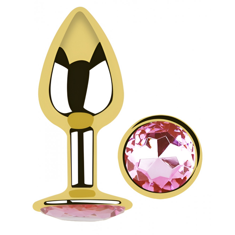 Анальные игрушки без вибрации - Анальная пробка с кристаллом EGZO - Gold Round Plug Pink size S 4