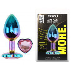 Анальная пробка с кристаллом EGZO - Multicolor Heart Plug Pink size M