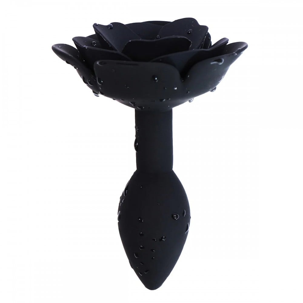 Секс игрушки - Анальная пробка в форме розы, силикон, черная, 7 х 2.7 см 1