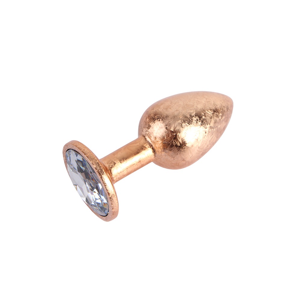 Анальные игрушки без вибрации - Анальная пробка золотая поталь CHISA MATRIX MONT с белым камнем, размер S 2