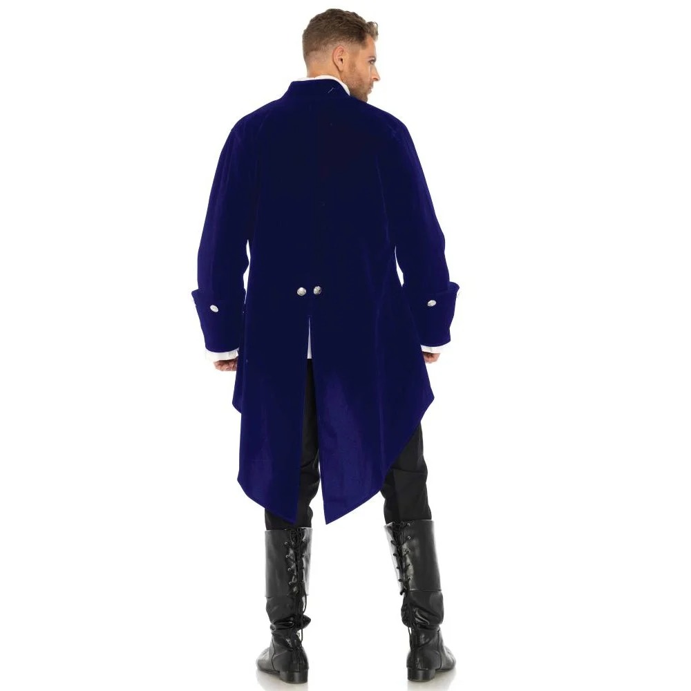 Эротическое белье - Длинное бархатное пальто синего цвета Leg Avenue, размер L 2