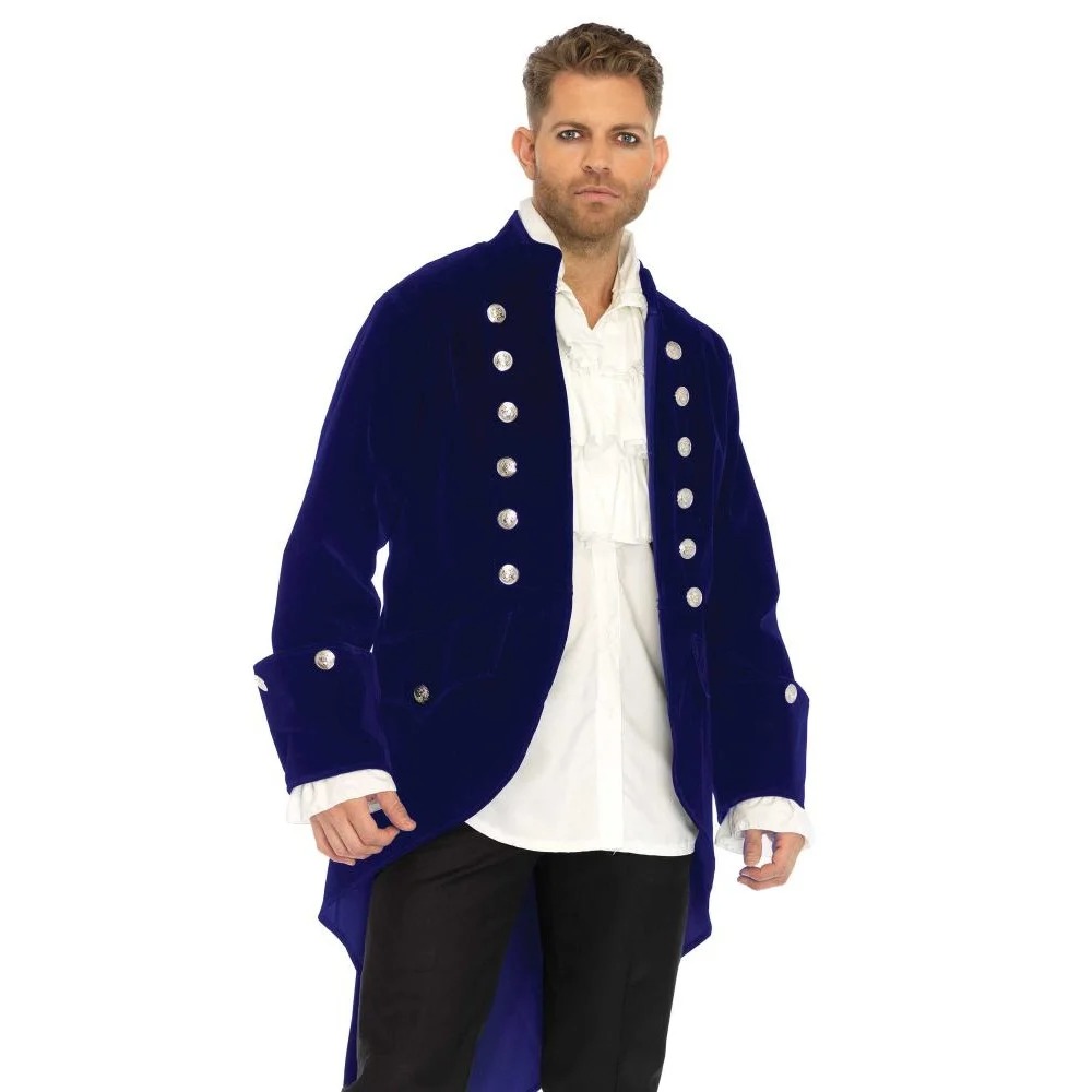 Эротическое белье - Длинное бархатное пальто синего цвета Leg Avenue, размер L 1