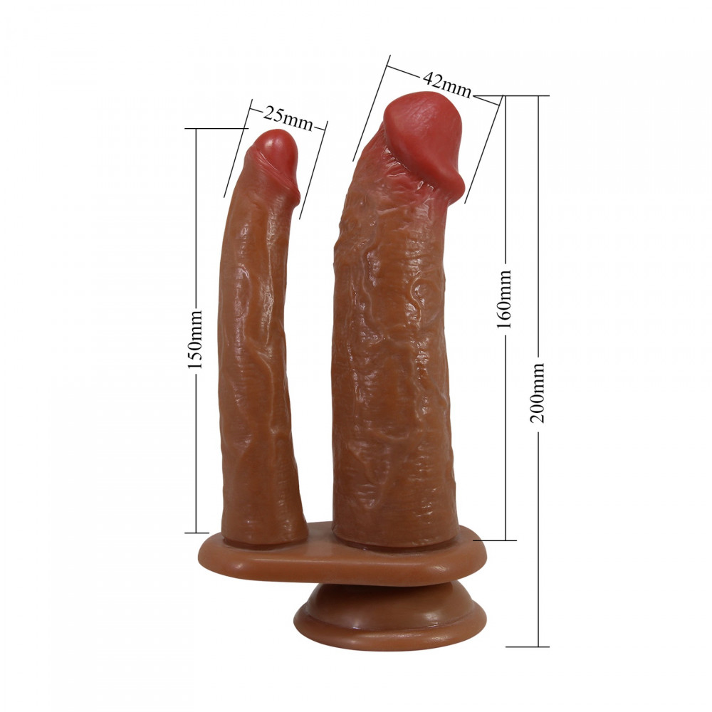 Двосторонні ділдо та фалоімітатори - Подвійний фалоімітатор PRETTY LOVE Goran на присосці, 20 х 4.2 см 5