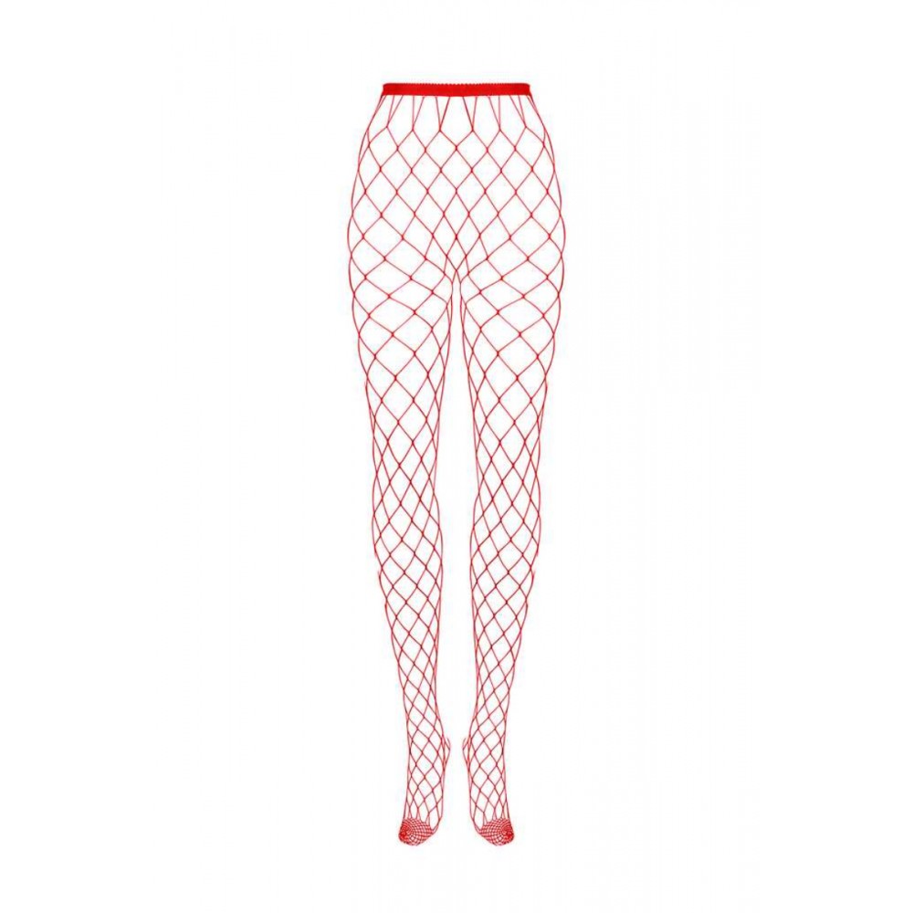 Эротическое белье - Эротические колготы в крупную сетку Obsessive S812 tights red XL/XXL 1