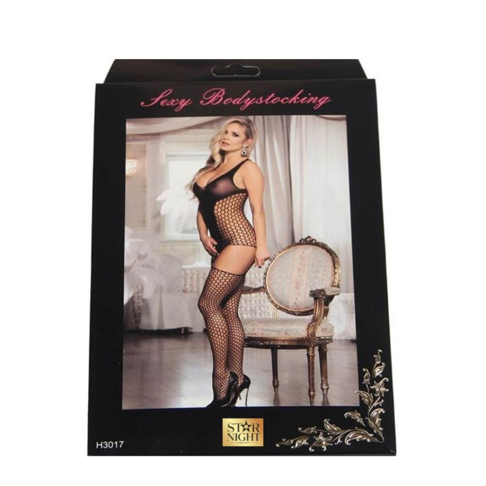 Різне - Комбінезон у велику сітку з імітацією панчох Star Night чорний, XS-M 3