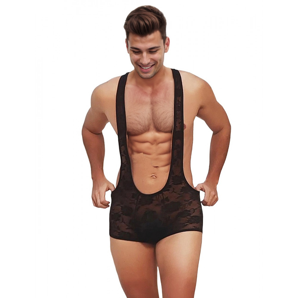 Різне - Чоловічий комбінезон-шорти Star Night мереживний, чорний, L