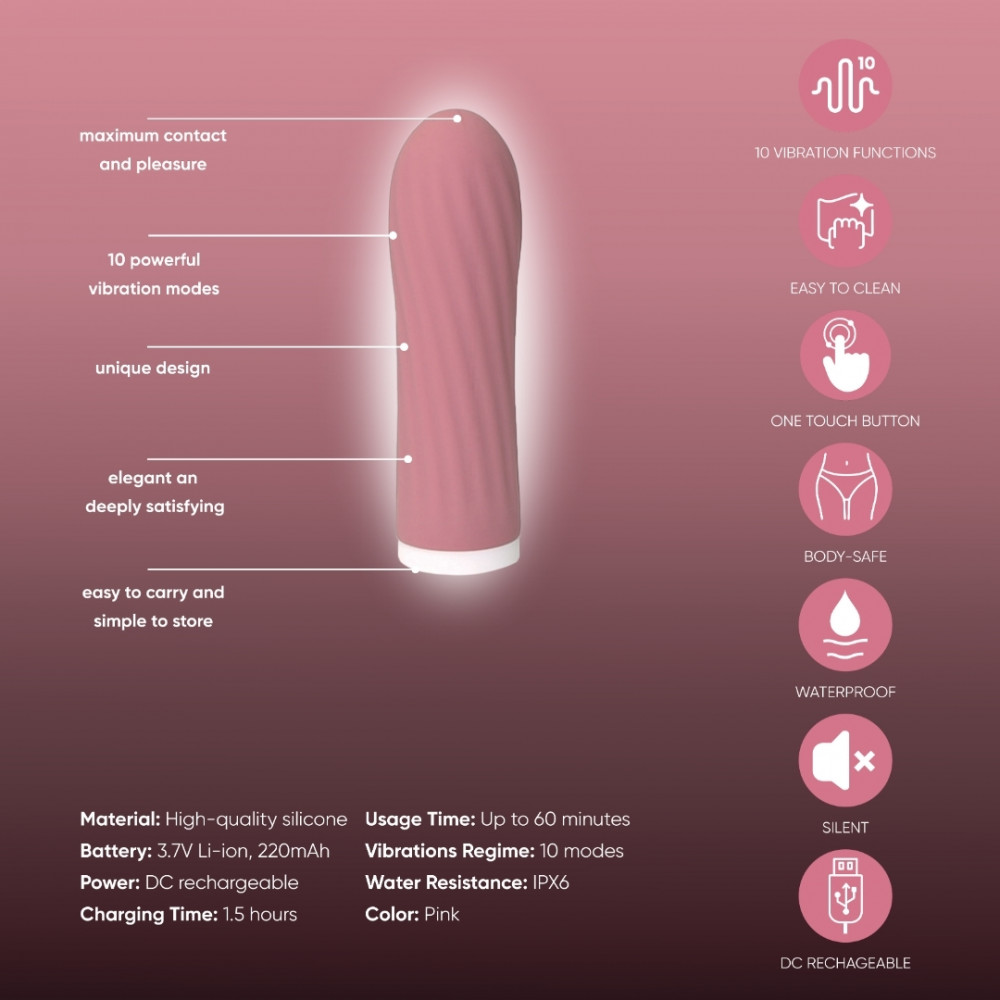 Різне - Міні-вібратор рельєфний Sweet Em Velvet Lure, рожевий 14