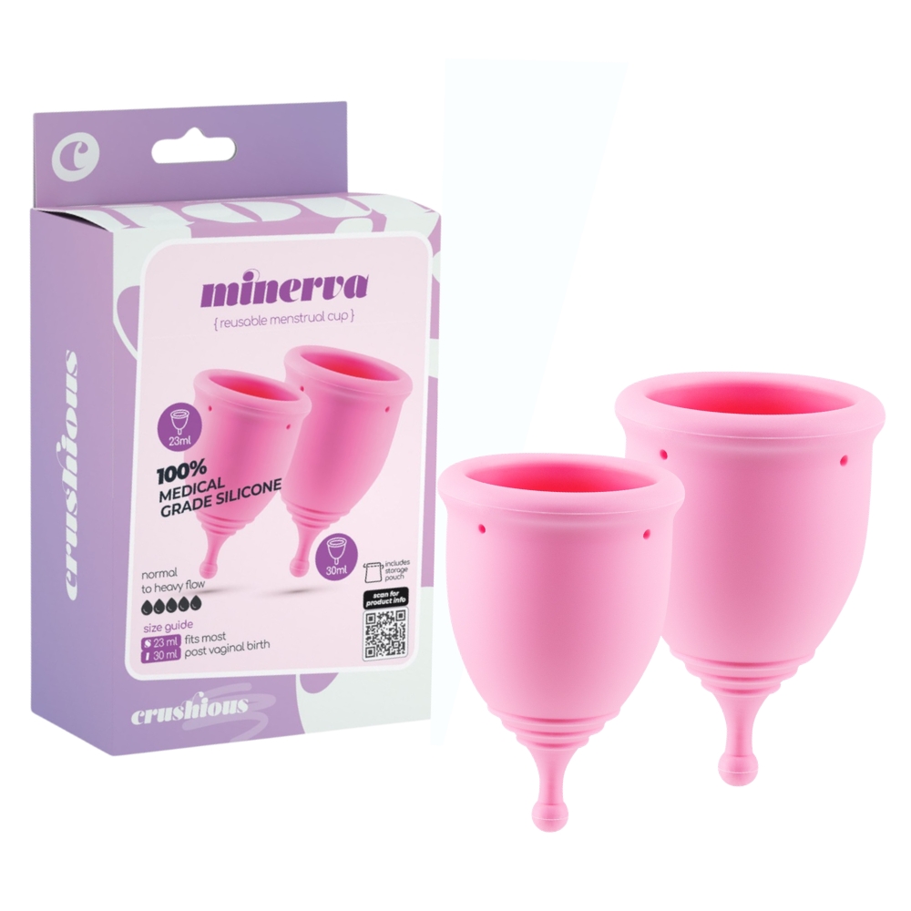 Менструальні чаші - Набір менструальних чашок CRUSHIOUS Minerva, S і L, з чохлом