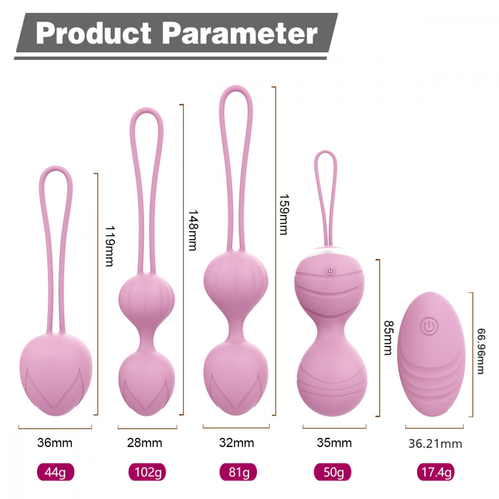 Вагинальные шарики и тренажеры - Набор вагинальных виброшариков Every Night Toys Beata, 4 шт, с дистанционным пультом, сиреневый 9