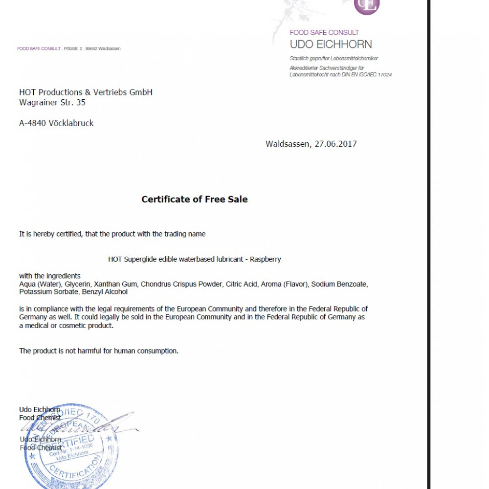 Оральные смазки - Съедобный лубрикант на водной основе Superglide Raspberry, 75 мл 2