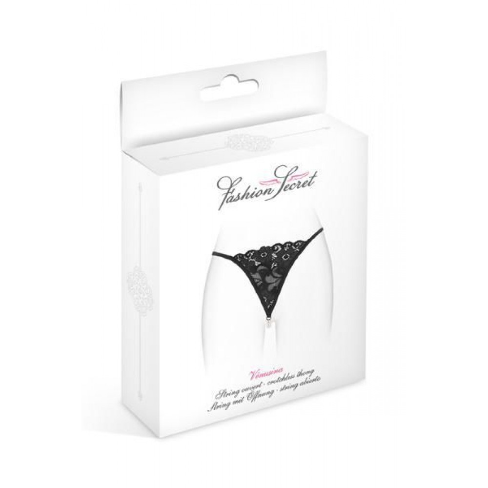 Сексуальные трусики - Трусики-стринги с жемчужной ниткой Fashion Secret VENUSINA Black 1