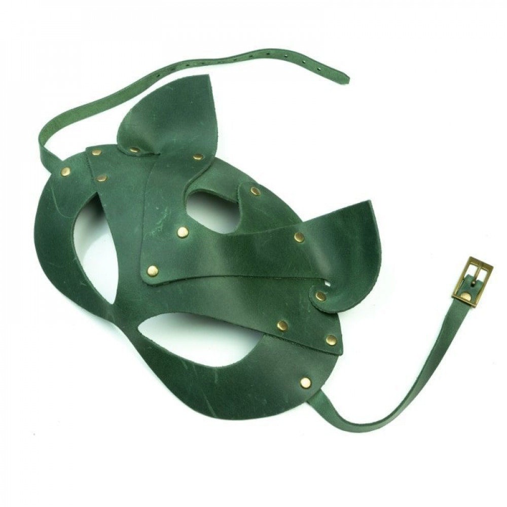 Маски - Премиум маска кошечки LOVECRAFT, натуральная кожа, зеленая, подарочная упаковка 6