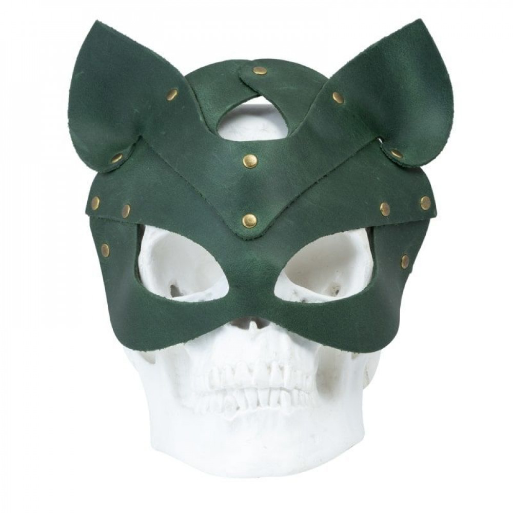 Маски - Премиум маска кошечки LOVECRAFT, натуральная кожа, зеленая, подарочная упаковка 4