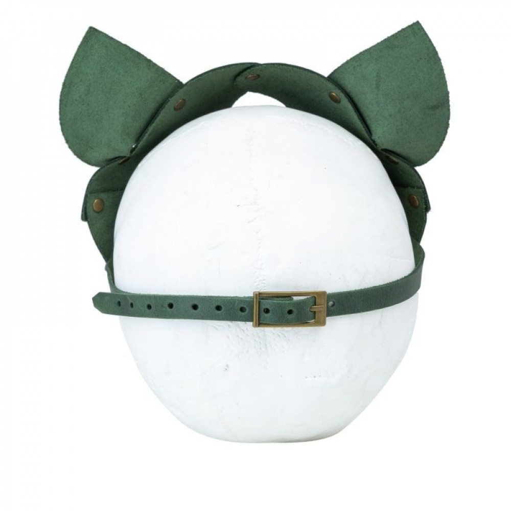 Маски - Премиум маска кошечки LOVECRAFT, натуральная кожа, зеленая, подарочная упаковка 3