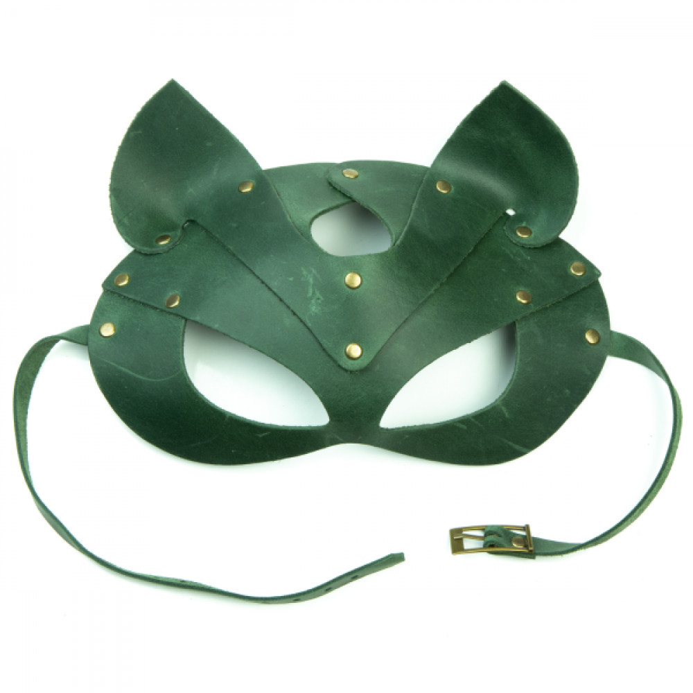 Маски - Премиум маска кошечки LOVECRAFT, натуральная кожа, зеленая, подарочная упаковка