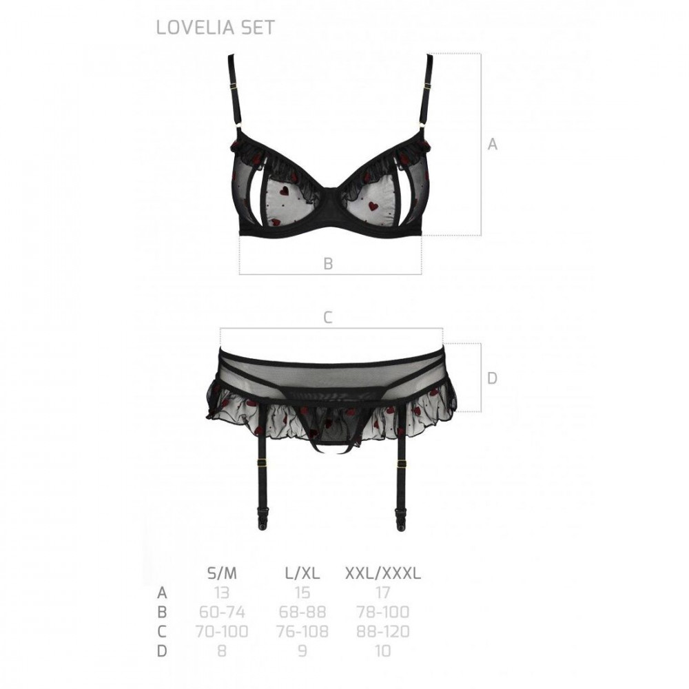 Эротические комплекты - Сексуальный комплект с поясом для чулок LOVELIA SET black L/XL - Passion 1