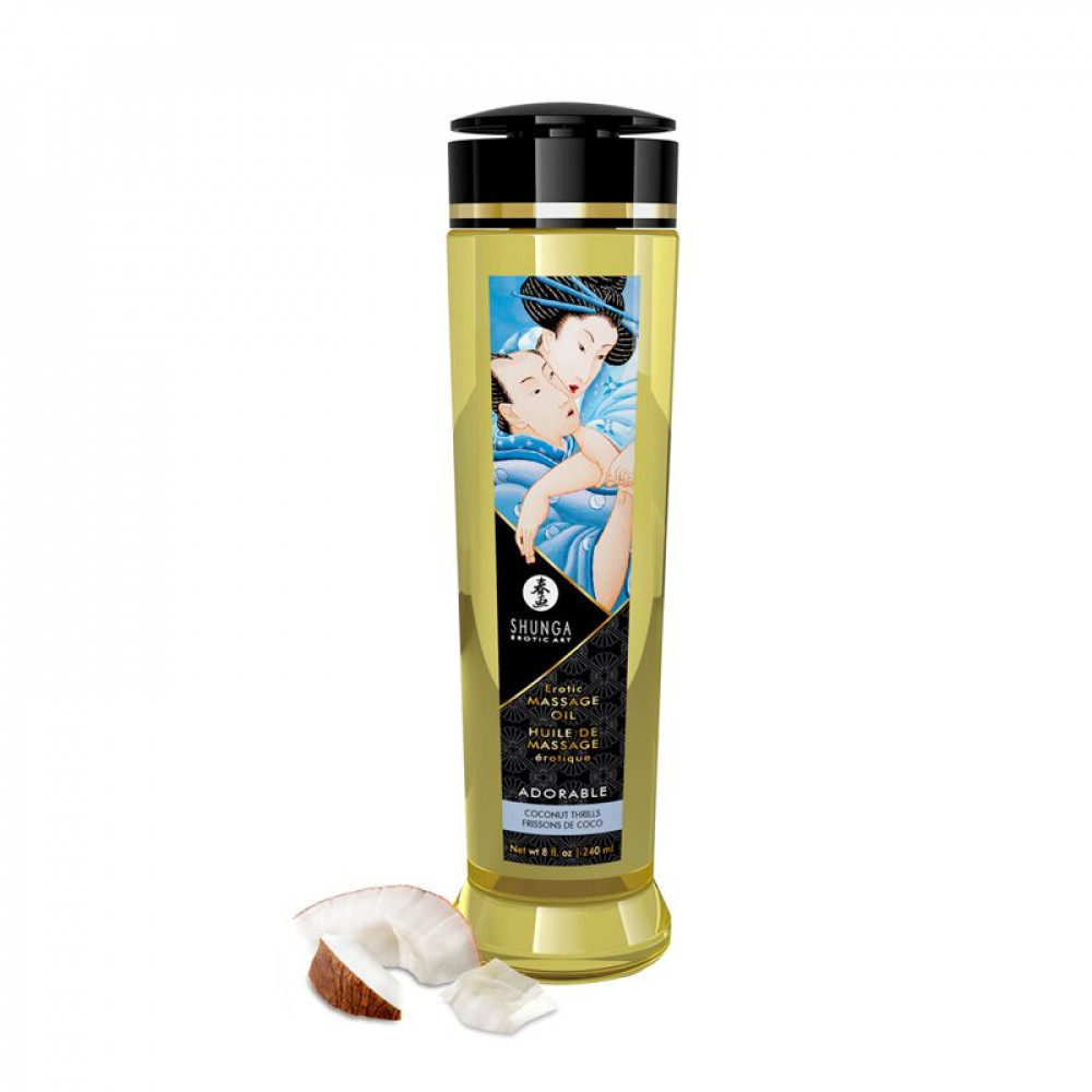 Массажные масла - Массажное масло Shunga Adorable – Coconut thrills (240 мл) натуральное увлажняющее