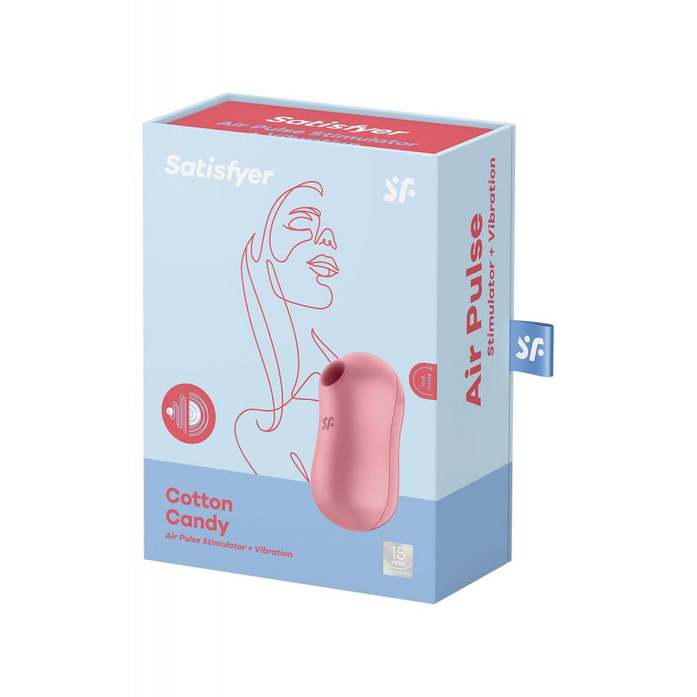 Вибраторы вакуумные - Вакуумный стимулятор с вибрацией Satisfyer Cotton Candy Light Red 1