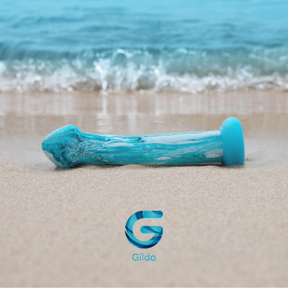 Дилдо - Стеклянный дилдо Gildo Ocean Ripple, объемная головка, идеально для точки G 2