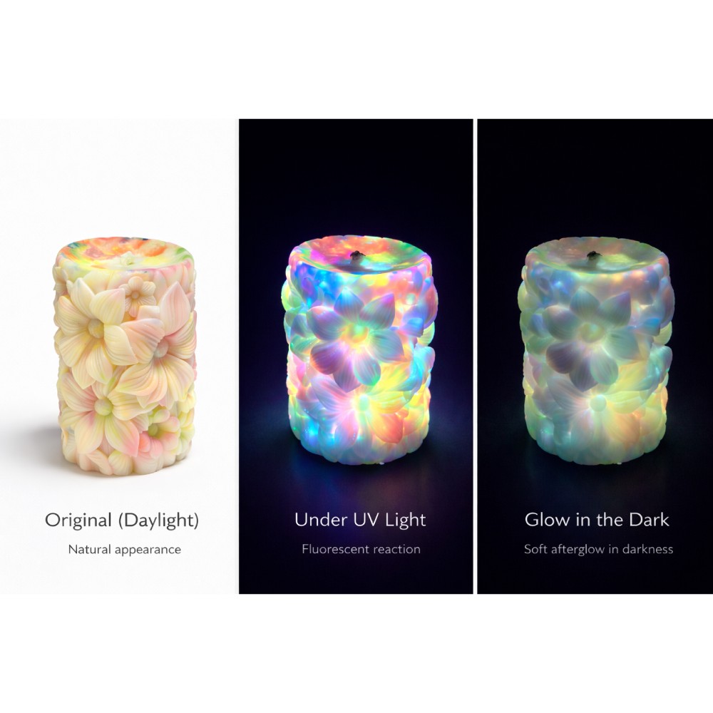  - Свічка низькотемпературна люмінесцентна GlowKink з квітковим тисненням, VIP, різнокольорова, 220 г 8