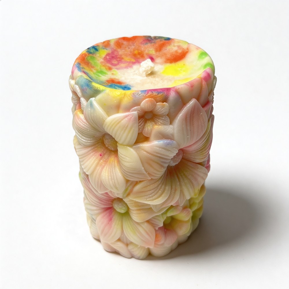  - Свічка низькотемпературна люмінесцентна GlowKink з квітковим тисненням, VIP, різнокольорова, 220 г 3