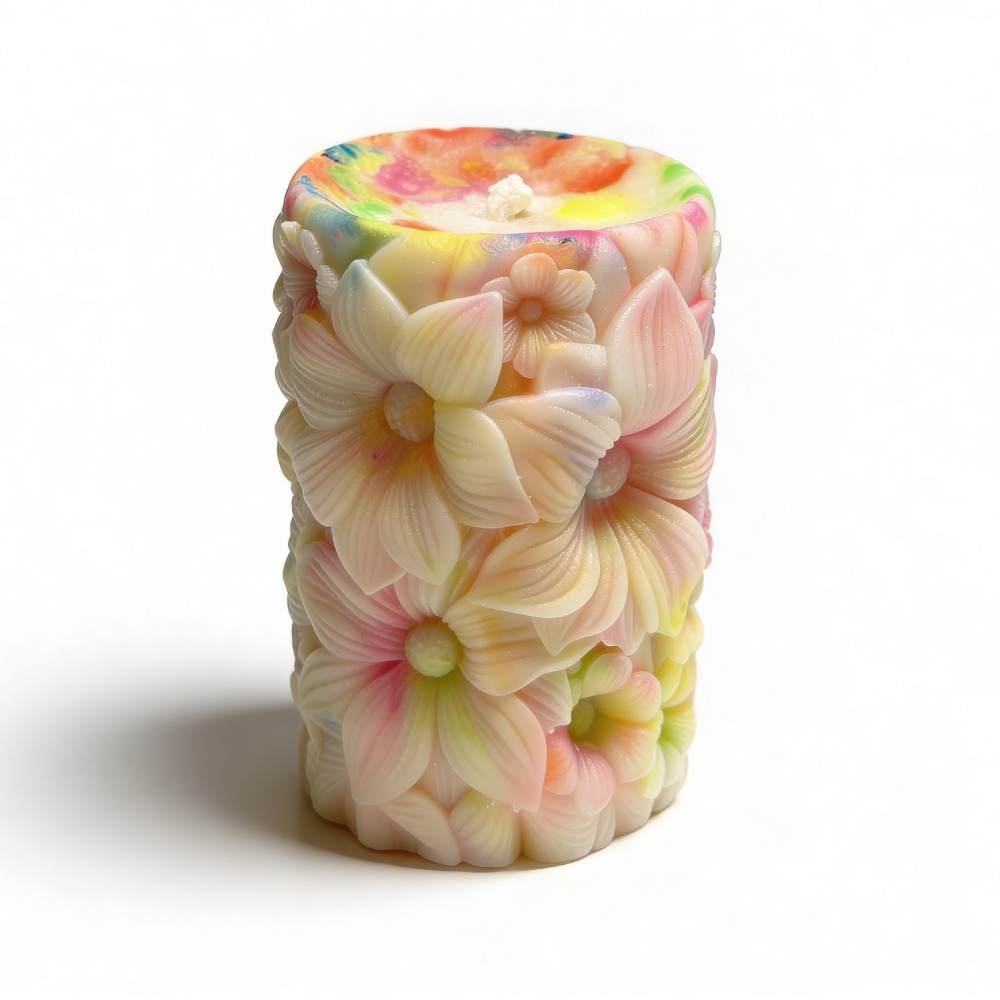  - Свічка низькотемпературна люмінесцентна GlowKink з квітковим тисненням, VIP, різнокольорова, 220 г 1