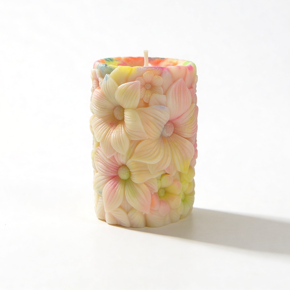  - Свічка низькотемпературна люмінесцентна GlowKink з квітковим тисненням, VIP, різнокольорова, 220 г 5