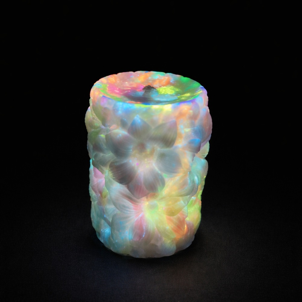  - Свічка низькотемпературна люмінесцентна GlowKink з квітковим тисненням, VIP, різнокольорова, 220 г 4