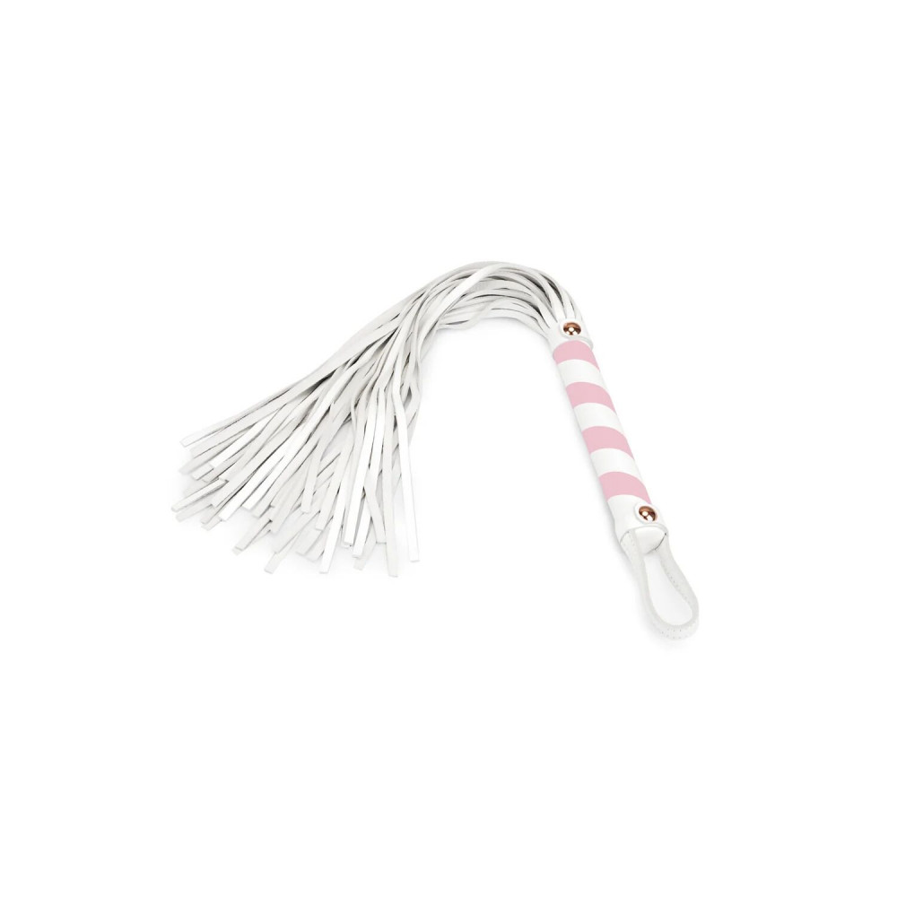 Плети, стеки, флоггеры, тиклеры - Флоггер Liebe Seele White & Pink Leather Flogger