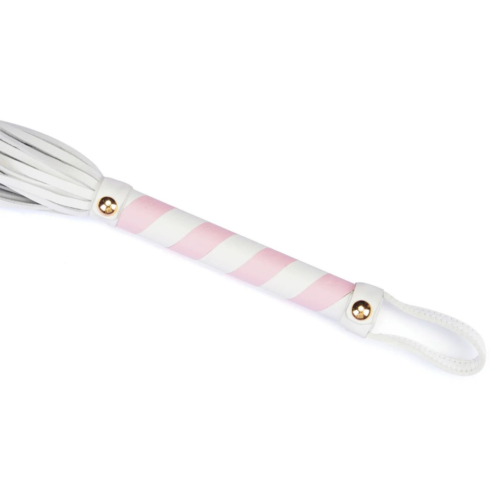 Плети, стеки, флоггеры, тиклеры - Флоггер Liebe Seele White & Pink Leather Flogger 2