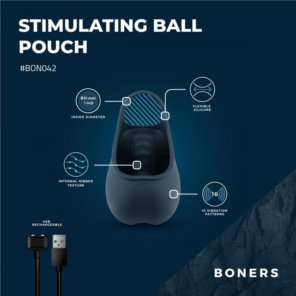 Эрекционные кольца с вибрацией - Эрекционное кольцо Boners Stimulating Ball Pouch 12