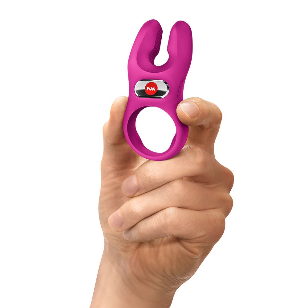 Ерекційні кільця з вібрацією - Ерекційне віброкільце з подвійною стимуляцією клітора Fun Factory NŌS PRO Magenta, 2 мотори 5