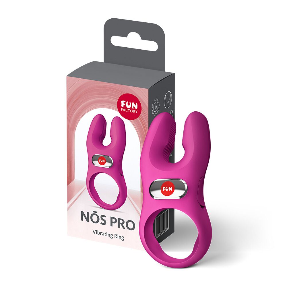 Ерекційні кільця з вібрацією - Ерекційне віброкільце з подвійною стимуляцією клітора Fun Factory NŌS PRO Magenta, 2 мотори 6