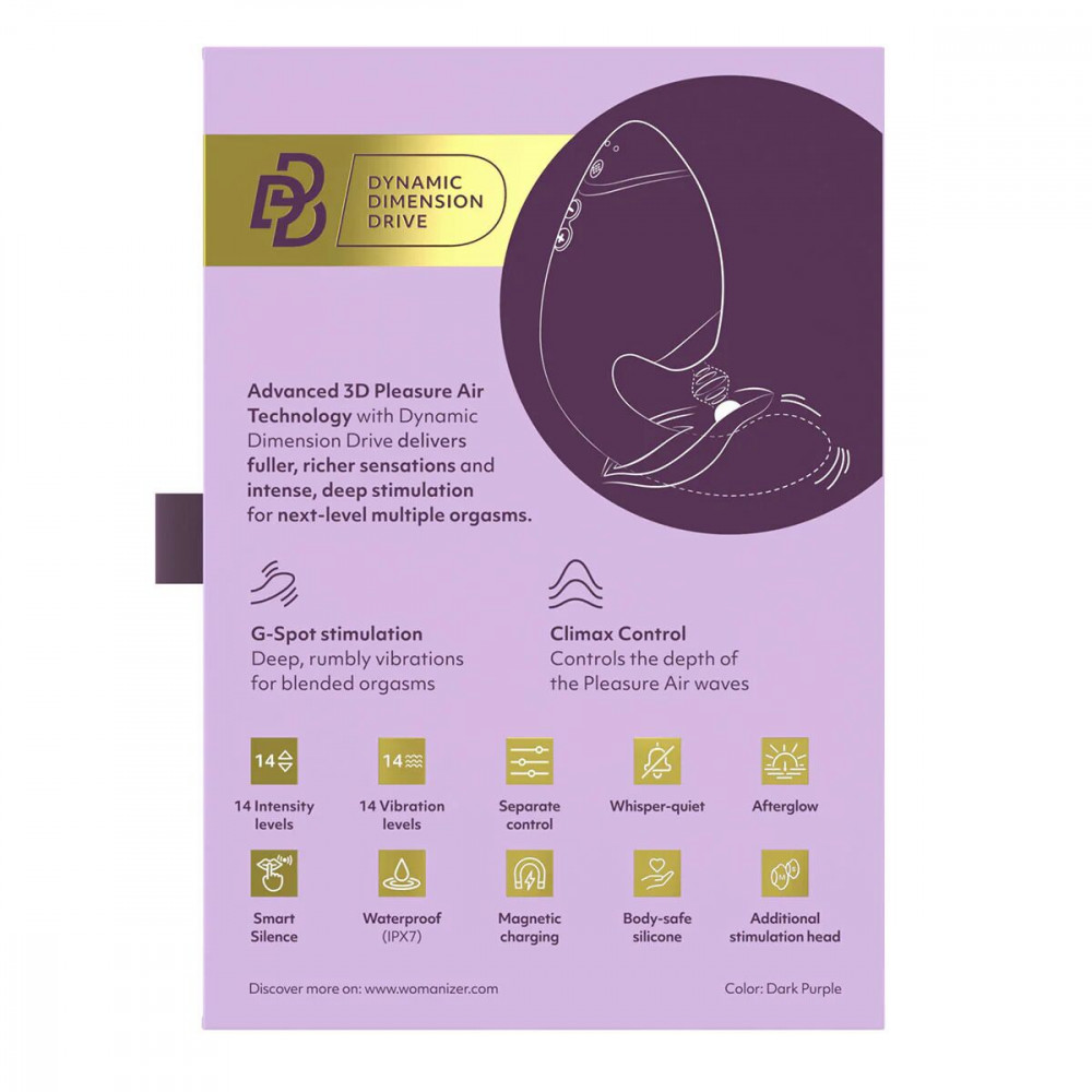 Вакуумный вибратор - Двойной вакуумный клиторальный стимулятор с вибрацией Womanizer Next Duo - Dark Purple 5