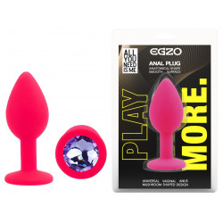 Силиконовая анальная пробка EGZO - Silicone Pink Round Plug Amethyst, size S