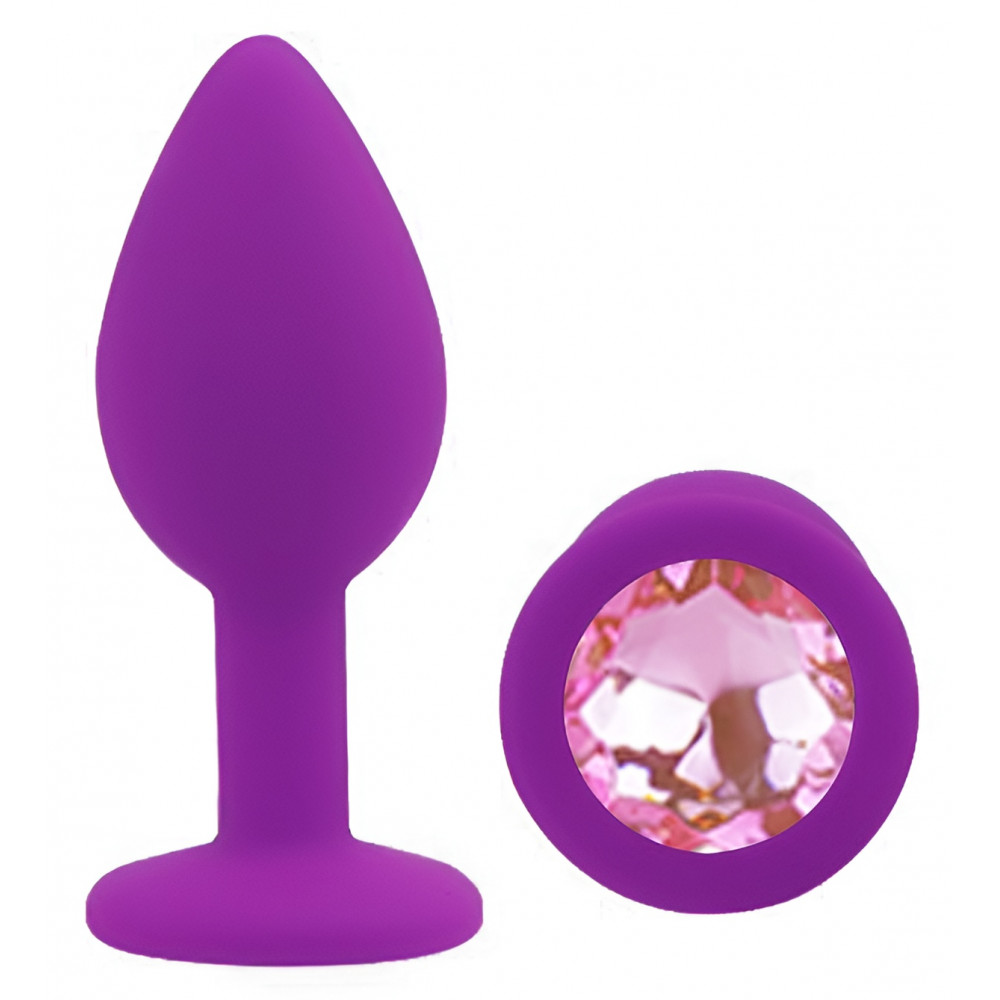 Анальные игрушки без вибрации - Силиконовая анальная пробка EGZO - Silicone Purple Round Plug Pink, size S 3
