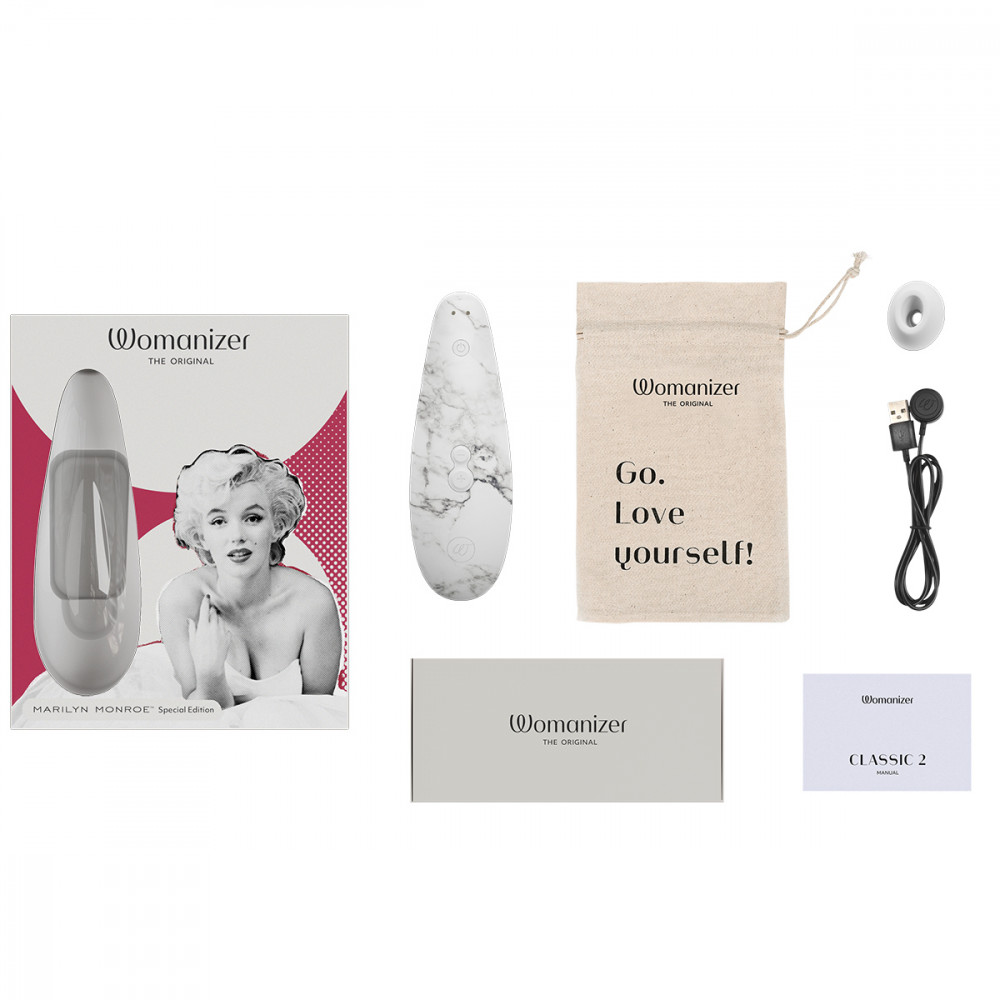 Вибраторы Womanizer - Вакуумный стимулятор клитора Womanizer Marilyn Monroe White Marble 11