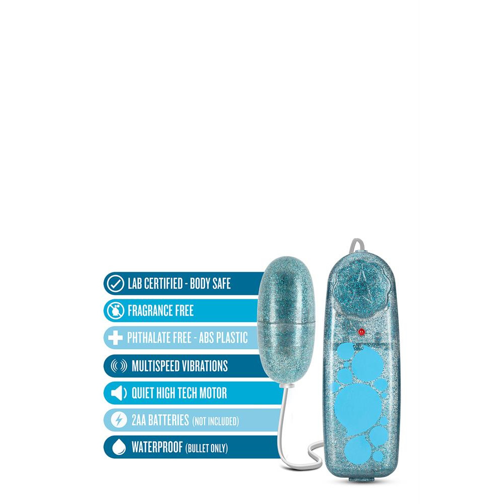 Вагінальні кульки та тренажери - Вібратор-яйце з пультом управління B Yours, синє, 5,7 × 2,5 см 3