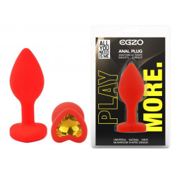 Силиконовая анальная пробка EGZO - Silicone Red Heart Plug Yellow, size S