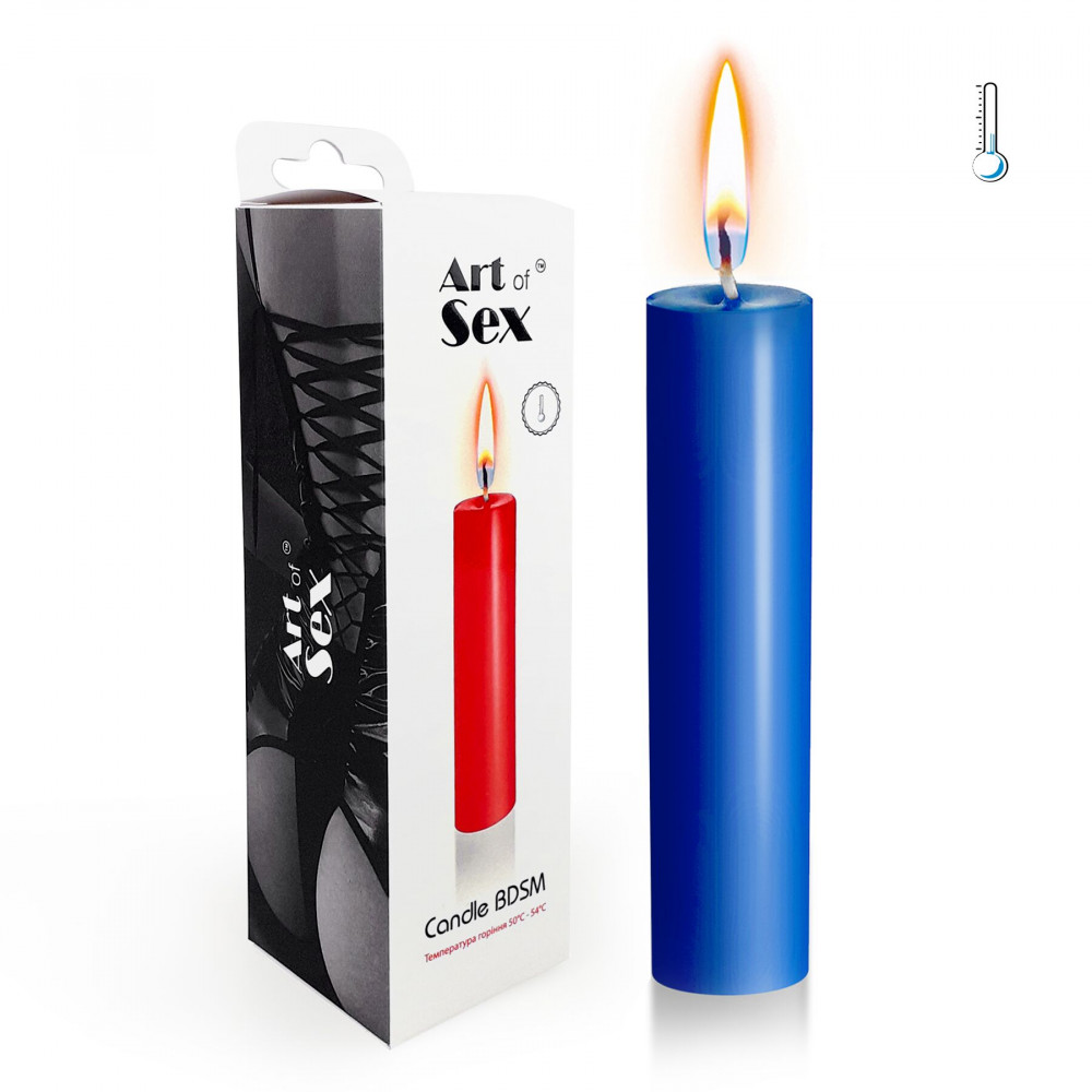 БДСМ аксессуары - Синяя свеча восковая Art of Sex size M 15 см низкотемпературная