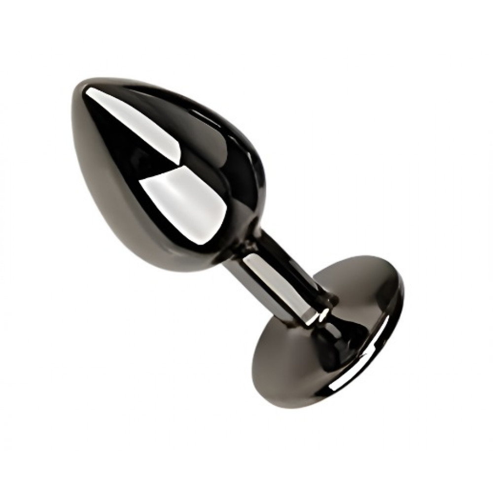 Анальные игрушки без вибрации - Анальная пробка с кристаллом EGZO - Dark Gray Round Plug Yellow, size S 3