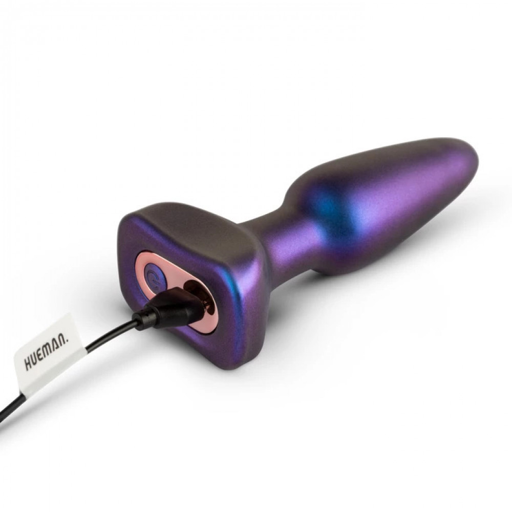 Анальные вибраторы - Анальная пробка Hueman, с вибрацией, фиолетовая, 3,8 см 4