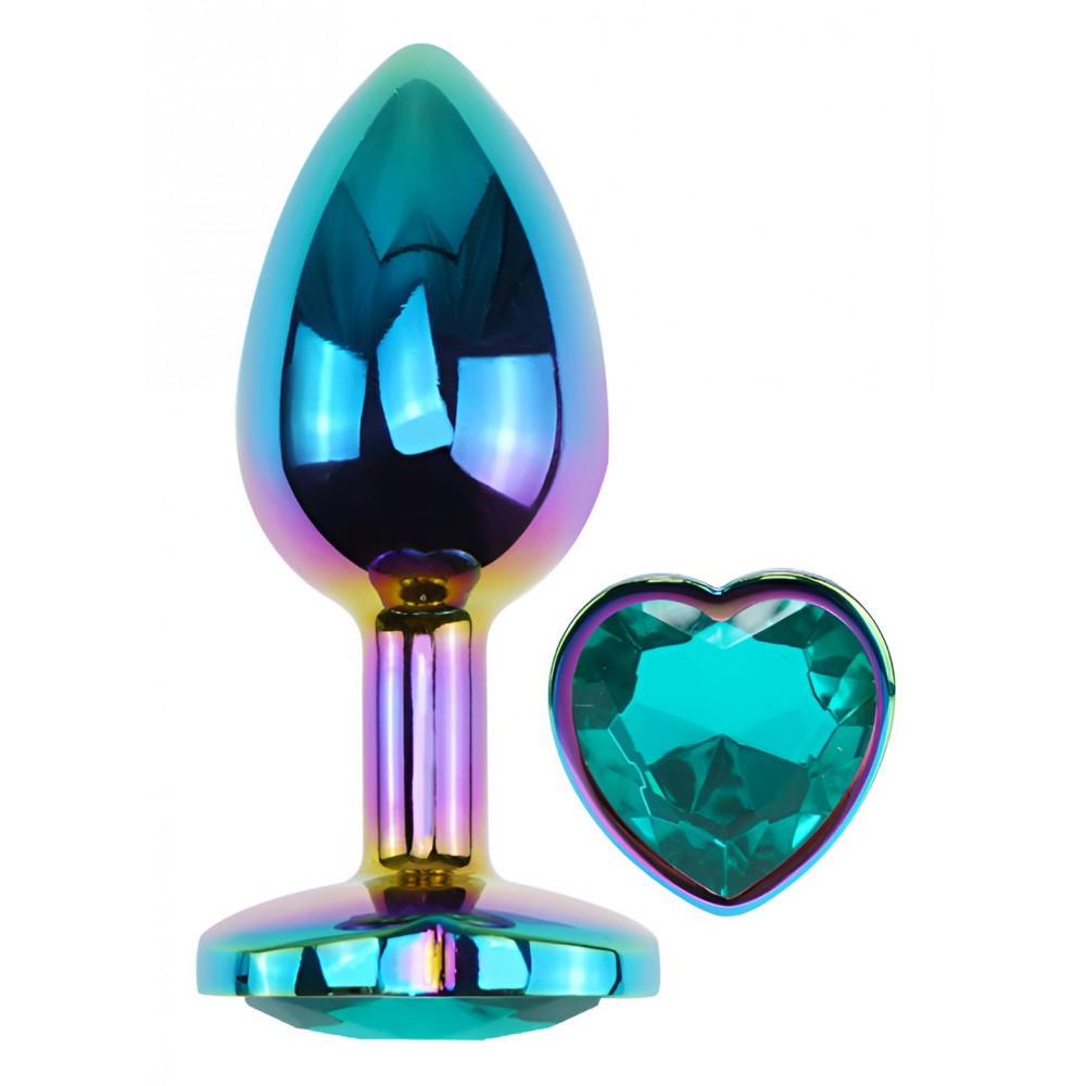  - Анальная пробка с кристаллом EGZO - Multicolor Heart Plug Marine size M 1