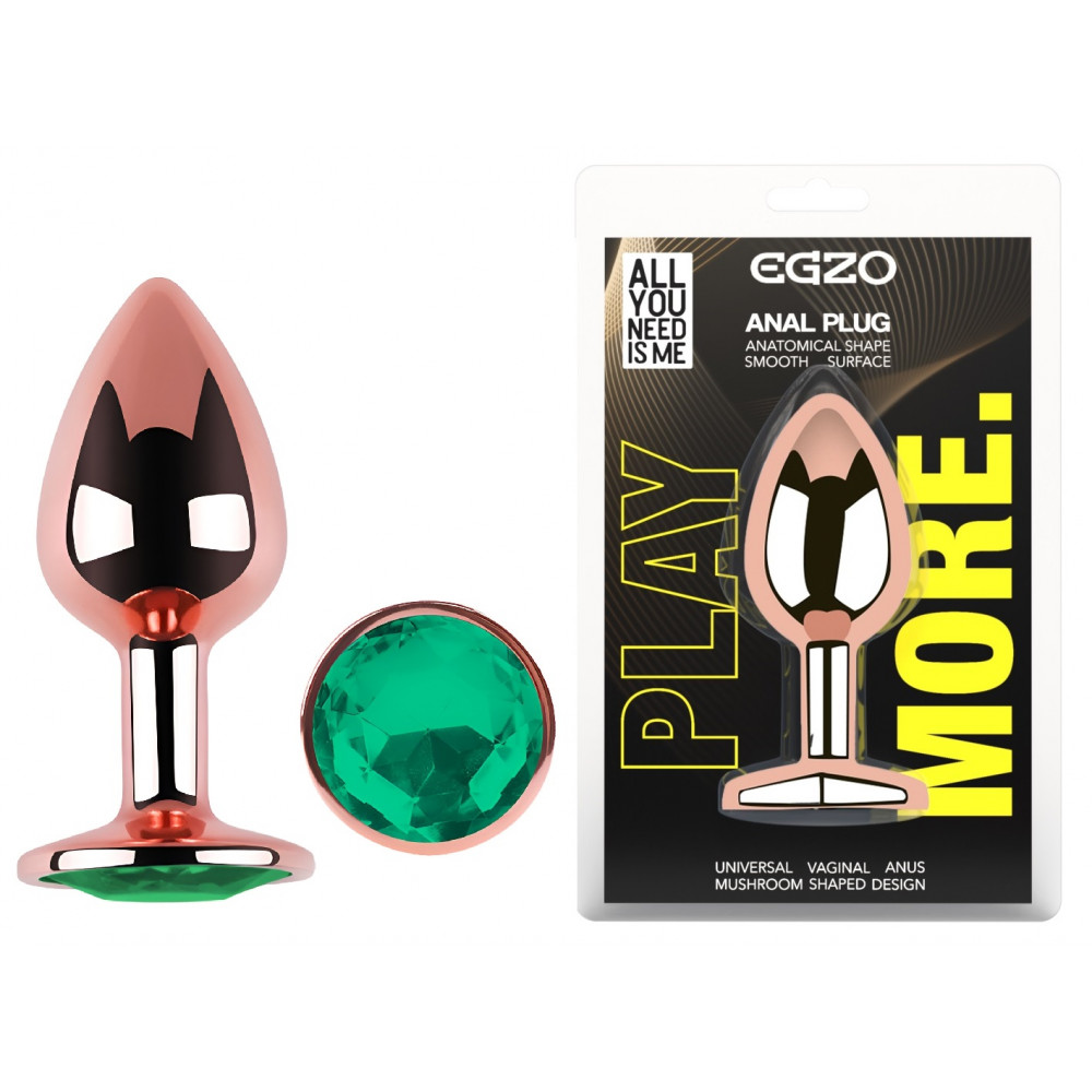  - Анальная пробка с кристаллом EGZO - Rose Gold Round Plug Marine size M