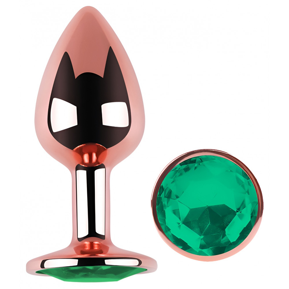  - Анальная пробка с кристаллом EGZO - Rose Gold Round Plug Marine size M 1