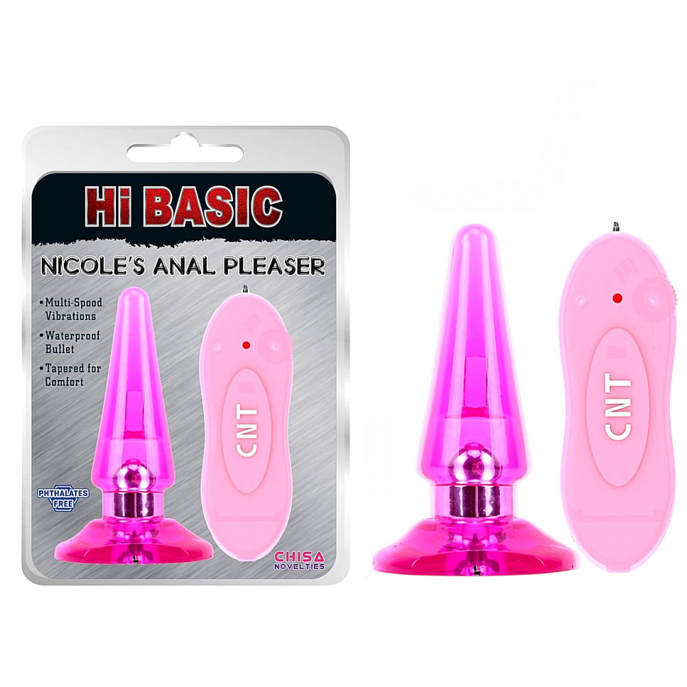 Анальные игрушки с вибрацией - Анальная пробка с вибрацией и пультом Chisa Hi-Basic розовая