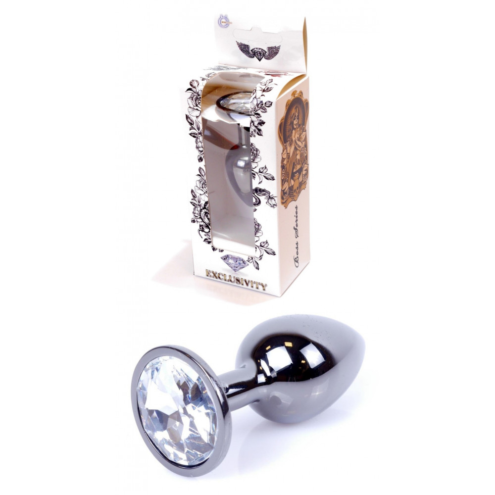Анальные игрушки - Анальная пробка Boss Series - Jewellery Dark Silver PLUG Clear S, BS6400030