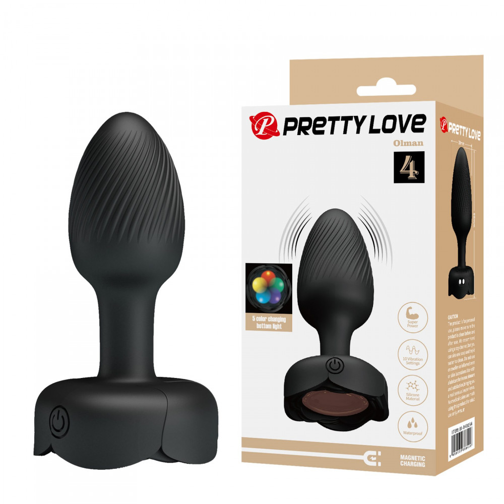 Анальные игрушки с вибрацией - Анальный вибратор PRETTY LOVE Olman с мерцающей подсветкой, 8.8 см 6
