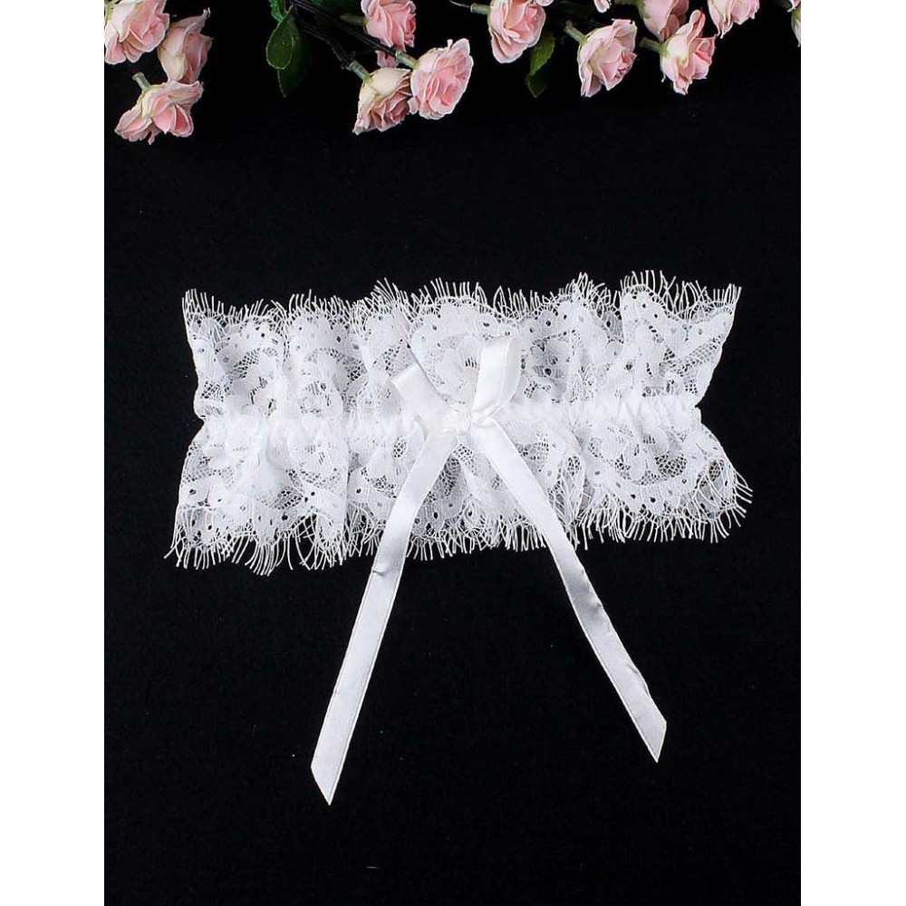 Різне - Білі мереживні підв'язки Star Night з бантиками (без коробки) 3